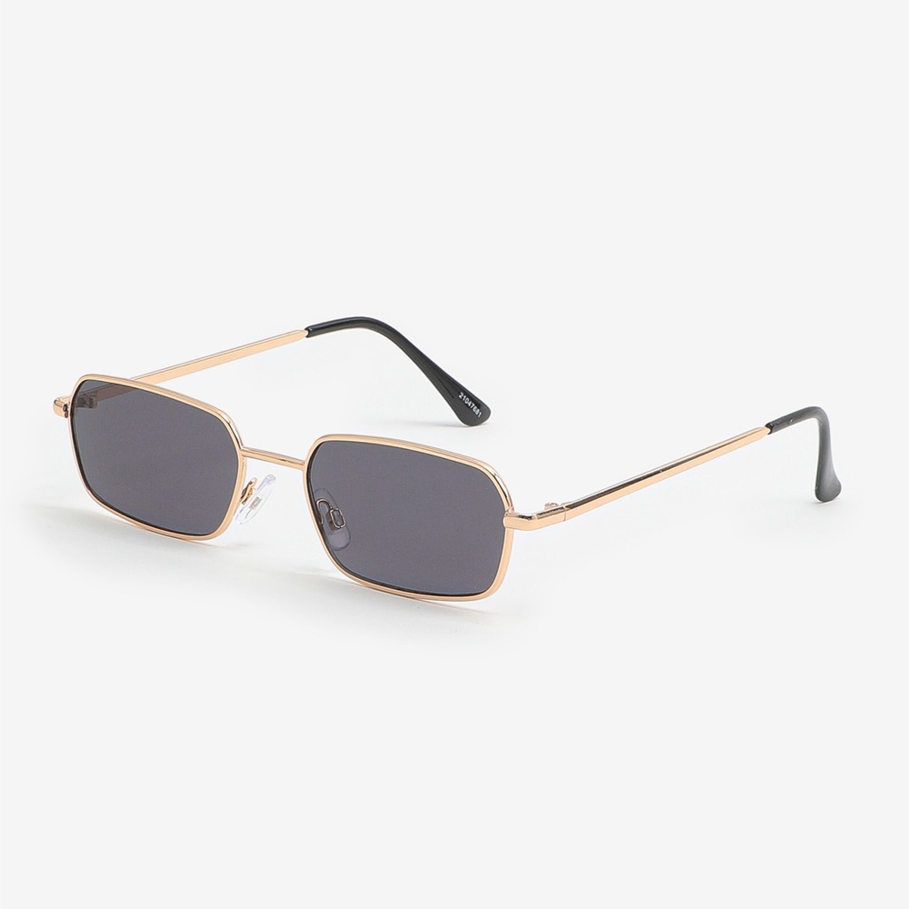 Gold-Tone Rectangular Sunglasses